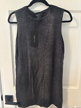 Avant Toi Metallic Charcoal Sleeveless Knit Tank